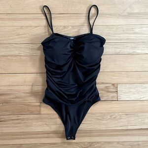 Express Body Contour Ruched Going Out Top Bodysuit